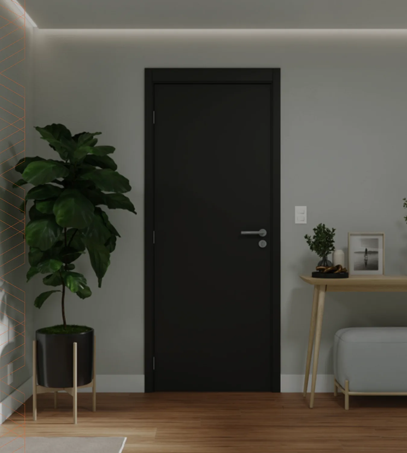 Interior sofisticado com porta Habitar